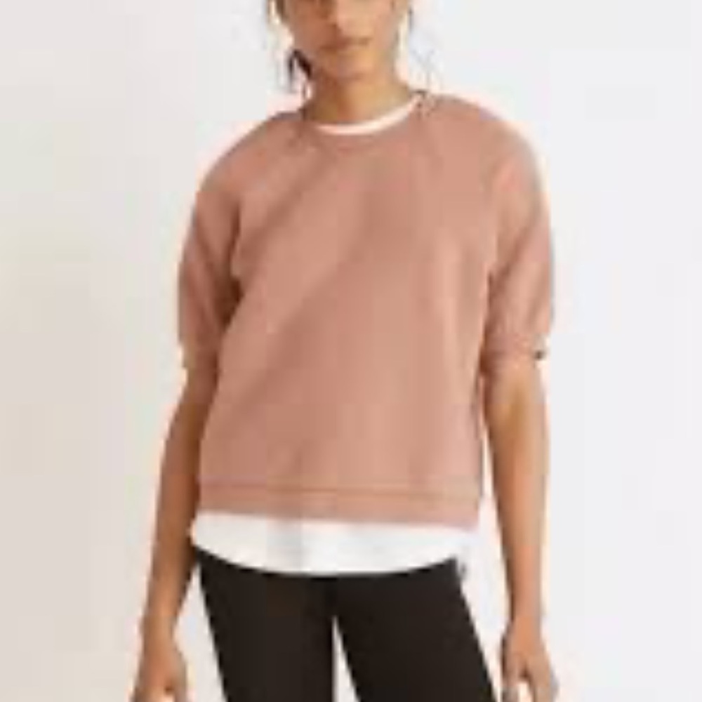 Madewell PuffSleeve Mauve Crop Sweatshirt